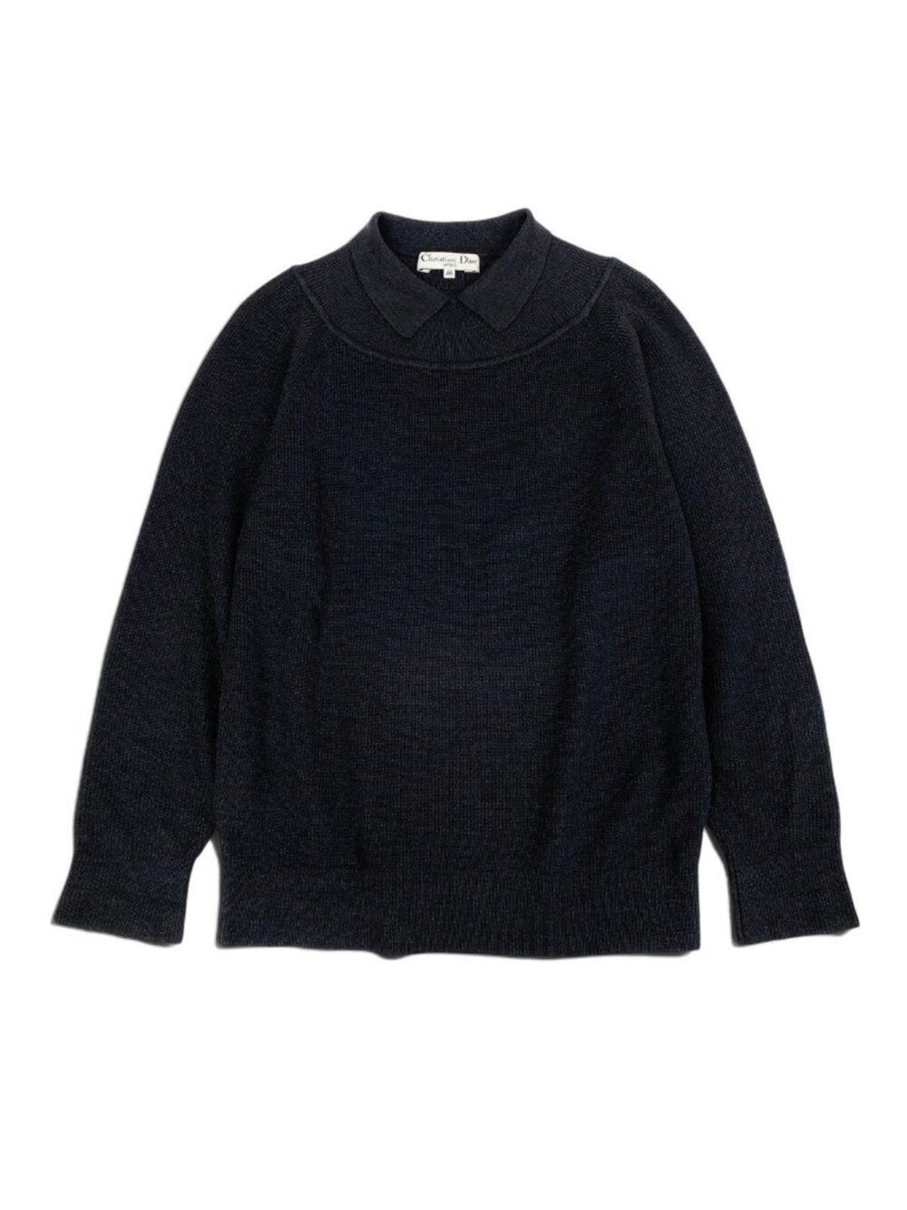 Dior Ii3 Sport Collared Knit Sweater Logo Embroidery Black Wool Silk